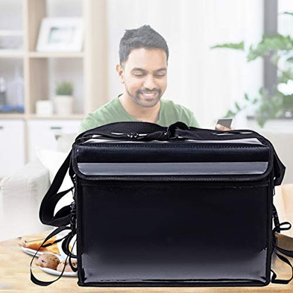  Insulated Food Delivery Bag Waterproof Portable Insulated Grocery Tote Food Warmer Bag Takeaway Box For Restaurant Delivery Grocery Shopping (Black)