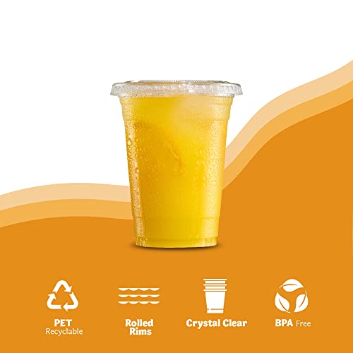  16 Oz 50 Sets Plastic Cups With Lids BPA Free Clear Plastic Cups Disposable Coffee Cups Clear Cups For Water Soda Juice Drinking Cups & Lids For Office, Shop & Restaurant