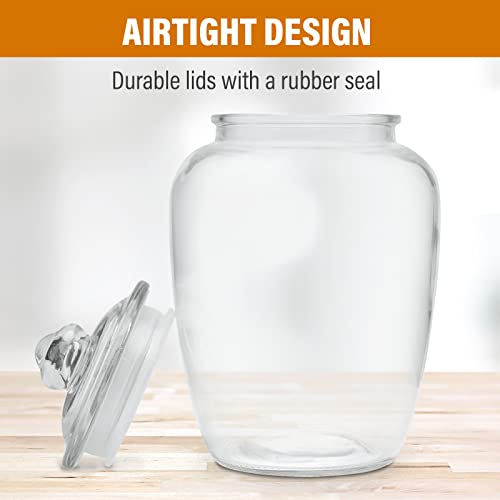  Glass Jars With Airtight Lid - Set Of 2 Large Apothecary Jar - 2 Pc Glass Jar Set – Canisters Sets For The Kitchen For Cookies, Flour, Sugar, Rice - Holds 75oz 9.5 X 5.5-inch