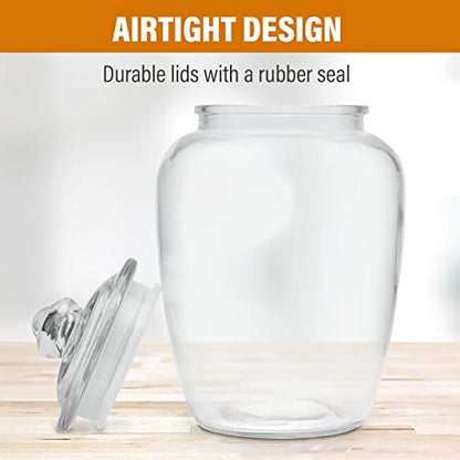  Glass Jars With Airtight Lid - Set Of 2 Large Apothecary Jar - 2 Pc Glass Jar Set – Canisters Sets For The Kitchen For Cookies, Flour, Sugar, Rice - Holds 75oz 9.5 X 5.5-inch