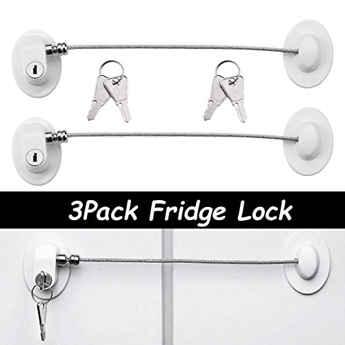  4 Pack Refrigerator Locks With 8 Keys,Child Safety Fridge Lock,Refrigerator Lock Combination,Mini Fridge Lock, File Drawer Lock, Toilet Seat Lock With Strong Adhesive By XccMe (Black)
