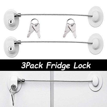  4 Pack Refrigerator Locks With 8 Keys,Child Safety Fridge Lock,Refrigerator Lock Combination,Mini Fridge Lock, File Drawer Lock, Toilet Seat Lock With Strong Adhesive By XccMe (Black)