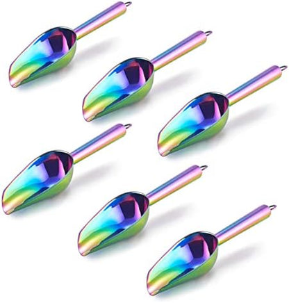  Mini Scoop, E-far 3 Ounce Stainless Steel Kitchen Utility Scoops, Ideal For Candy/Ice Cube/Flour/Sugar/Coffee Bean/Protein Powder, Food Grade & Anti Rust, Easy Clean & Dishwasher Safe (4 Pack)