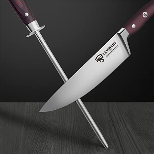  10 Inch Honing Steel With Pakkawood Handle, Knife Sharpener Rod, Professional Knife Sharpening Steel