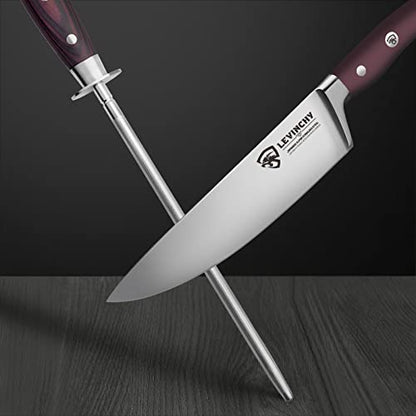  10 Inch Honing Steel With Pakkawood Handle, Knife Sharpener Rod, Professional Knife Sharpening Steel