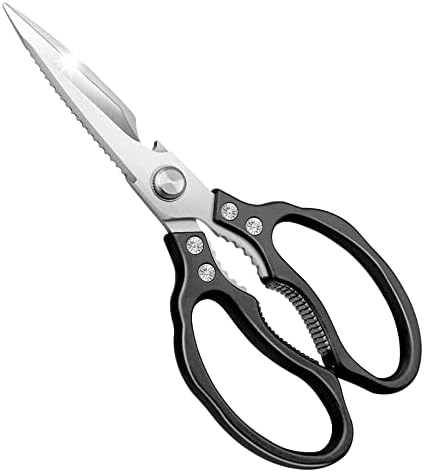  Kitchen Scissors All Purpose Heavy Duty, Kitchen Shears Dishwasher Safe, Ultra Sharp Stainless Steel Kitchen Gadgets, Cooking Cutter For Chicken, Meat, Poultry, Fish, Herbs, Grape (Black)