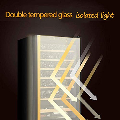  NIVOK 33 Bottles Wine Cooler, Digital Temperature Display-Double-Layer Tempered Glass Door-Quiet Operation Fridge Freestanding Wine Refrigerator