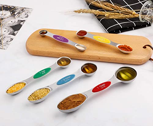  Magnetic Measuring Spoons Stainless Steel Teaspoon And Tablespoon Measurement Spoon Set Of 5 For Dry And Liquid Ingredients