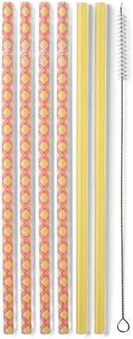  Reusable Straws Luxy Leopard + Blush Reusable Straw Set + Cleaning Brush, Each Straw Is 10.25 Inch Long (Fits Swig Life 20oz Tumblers, 22oz Tumblers, And 32oz Tumblers)