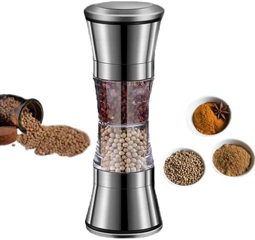  Salt And Pepper Grinder Set,2 In 1 Salt And Pepper Shakers,Stainless Steel Shakers With Adjustable Coarse Mills,Pepper Shaker Spice Grinder Kitchen Chef Gift
