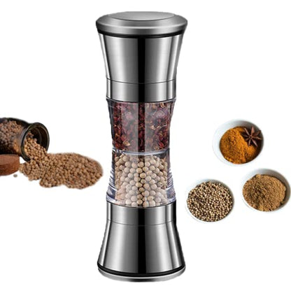  Salt And Pepper Grinder Set,2 In 1 Salt And Pepper Shakers,Stainless Steel Shakers With Adjustable Coarse Mills,Pepper Shaker Spice Grinder Kitchen Chef Gift