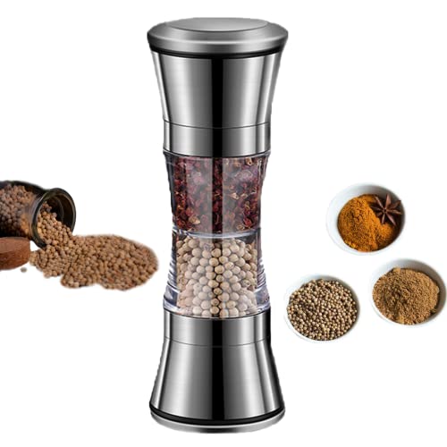  Salt And Pepper Grinder Set,2 In 1 Salt And Pepper Shakers,Stainless Steel Shakers With Adjustable Coarse Mills,Pepper Shaker Spice Grinder Kitchen Chef Gift