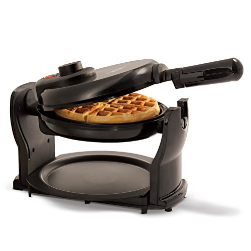 Bella Classic Rotating Belgian Waffle Maker With Nonstick Plates, Removable Drip Tray, Adjustable Browning Control And Cool Touch Handles, Black