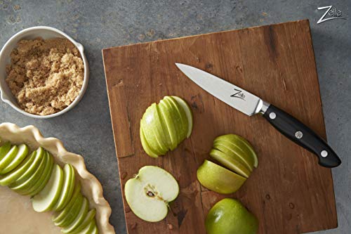  Japanese Paring Knife 4.25 Inch, Paring Knives, Small Knife, Pairing Knife Kitchen, Fruit Knife - Japanese AUS-10 Super Steel 45-Layer Damascus Knife - Deeper Blade - Leather Sheath