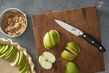  Japanese Paring Knife 4.25 Inch, Paring Knives, Small Knife, Pairing Knife Kitchen, Fruit Knife - Japanese AUS-10 Super Steel 45-Layer Damascus Knife - Deeper Blade - Leather Sheath