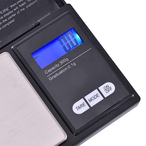  300g/0.01g High Precision Digital Electronic Scale,Portable Mini Digital Scale LCD With Blue Backlight, Measurement Converter For Jewelry,Goods,Precious Metals,Kitchen,Easy To Read (Black)