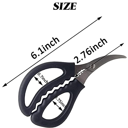  6PCS Kitchen Seafood Scissors Fish Scissors Crab Scissors Lobster Shrimp Crayfish Crawfish Scissors, Multifunctional Stainless Steel Shears Seafood Scissors (Black)
