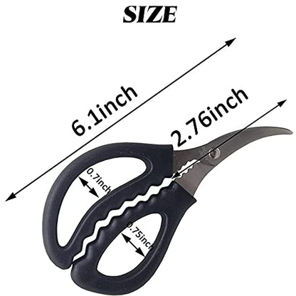 6PCS Kitchen Seafood Scissors Fish Scissors Crab Scissors Lobster Shrimp Crayfish Crawfish Scissors, Multifunctional Stainless Steel Shears Seafood Scissors (Black)