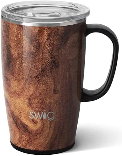  18oz Insulated Coffee Mug With Handle & Lid, Cup Holder Friendly, Dishwasher Safe, Stainless Steel Travel Mugs Insulated For Hot And Cold Drinks (Black Walnut)
