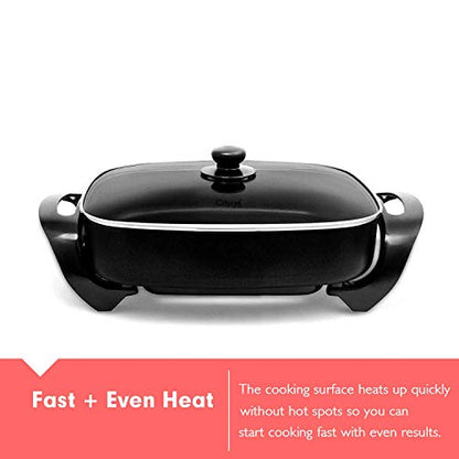 Aynel 12 X 12 Inch Nonstick Ceramic Electric Skillet With Glass Lid, Aluminum Body, 1400-Watts, Adjustable Temperature Controller Goes Up To 460 Degrees For Fry, Bake, Steam Or Simmer, Easy To Clean