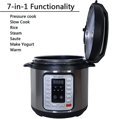  8 Quart 12-in-1 SS Electric Pressure Cooker, Multi-Use Slow Cooker, Rice Cooker, Steamer, Sauté, Yogurt Maker, Warmer &Delay Start,LED Screen& Manual,Silver