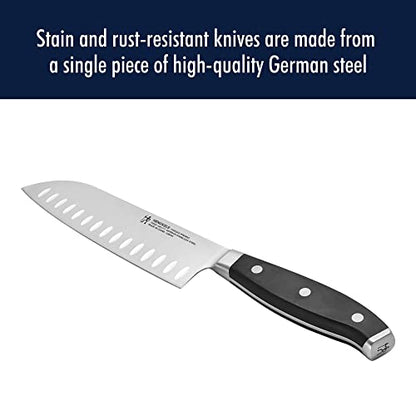  Forged Premio Hollow Edge Santoku Knife, 7-inch, Black/Stainless Steel