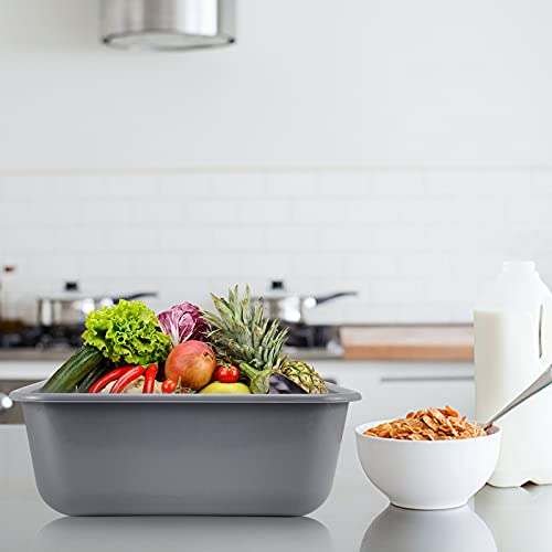 Set Of 6 Plastic Bus Tubs, Commercial Bus Box, Plastic Dish Tubs Tote Box, 14 L Rectangle Utility Box, Gray