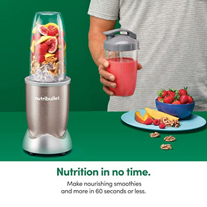 NutriBullet Pro - 13-Piece High-Speed Blender/Mixer System With Hardcover Recipe Book Included (900 Watts) Champagne, Standard