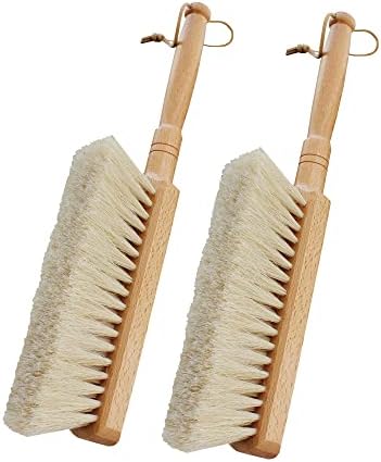  Horsehair Hand Brush Soft Bristles Oiled Beech Wood Handle Small 12 Inch Long (White Horsehair)