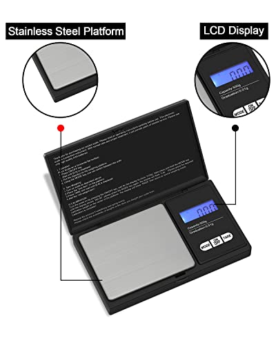  500x0.01g Digital Scales, VIAFOIA Portable High Precision Scales With Back-lit LCD Display, Mini Pocket Kitchen Weighing Scale For Jewellery Gold Food Coffee Herb Coin (Battery Included)