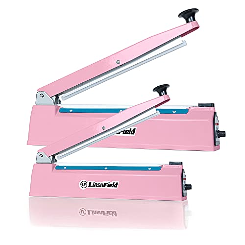  Sealer Pro - 8 Inch Impulse Heat Sealer - 2mm Sealing Width - Manual Heat Sealer Machine For All Bags - Most Heavy Duty For Strong, Secure Sealing For Long Term Food Storage - Extra 2 Replacements, 2 Fuses Included(Pink)