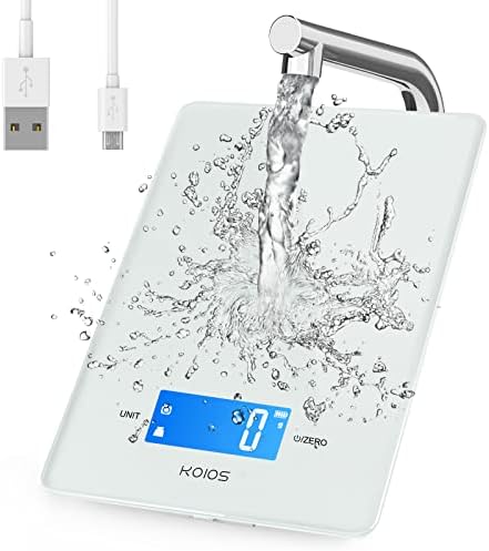  11lb/5kg Small Accurate Food Scale For Kitchen, Waterproof USB Plug In Rechargeable Digital Kitchen Scale, Digital Food Kitchen Scale For Weight Loss, Food Scale For Baking Dieting, White