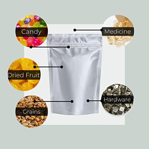  50 Freeze Dryer Mylar Bags For Food Storage 1 Gallon With 50 Oxygen Absorbers - Smell Proof Containers Resealable Bags, Reusable Storage Bags, Heat Seal Bags, Ziplock Bag, Food Bag, 3