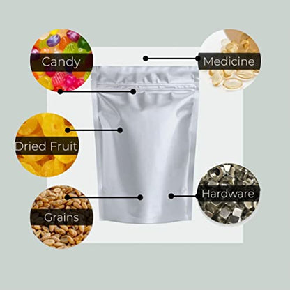  50 Freeze Dryer Mylar Bags For Food Storage 1 Gallon With 50 Oxygen Absorbers - Smell Proof Containers Resealable Bags, Reusable Storage Bags, Heat Seal Bags, Ziplock Bag, Food Bag, 3