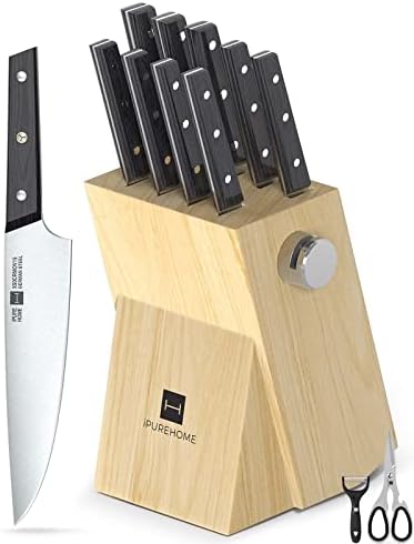  Ipurehome Knife Set Kitchen Knife Set, Professional 5 Pcs High Carbon German Stainless Steel Knife Set With Non-slip Wood Handles