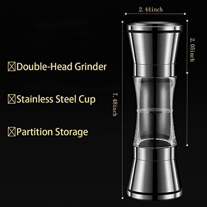  Salt And Pepper Grinder Set,2 In 1 Salt And Pepper Shakers,Stainless Steel Shakers With Adjustable Coarse Mills,Pepper Shaker Spice Grinder Kitchen Chef Gift