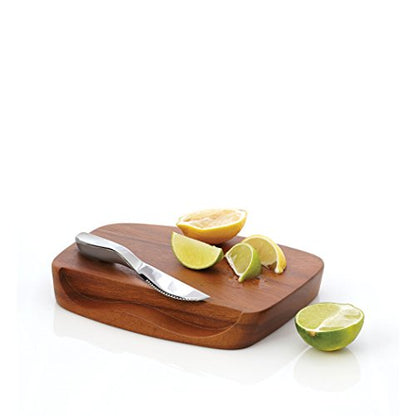  Blend Bar Board With Knife | 9-Inch Board | 7-Inch Knife | Made Of Acacia Wood And Stainless Steel | Ideal For Prep And Serving | Designed By Neil Cohen