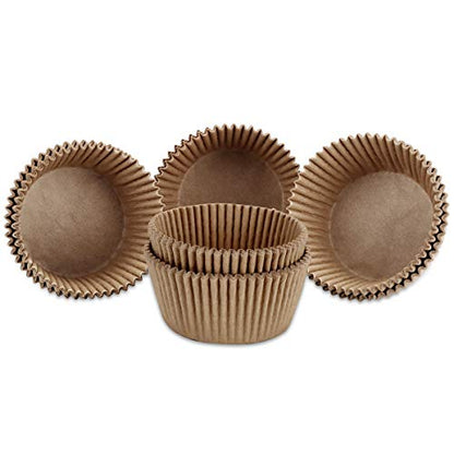  Fbera Natural Odorless Cupcake Liners Standard Greaseproof Paper Muffin Baking Cups 200-Count, Natural Color