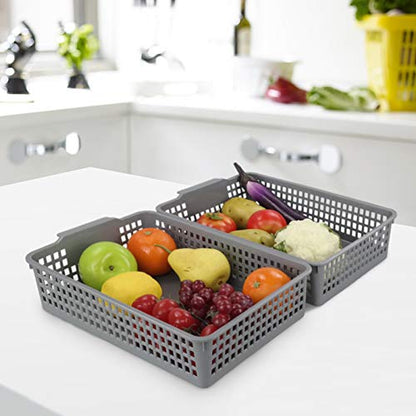  Rectangle Plastic Storage Baskets, Plastic Paper Baskets, 6-Pack