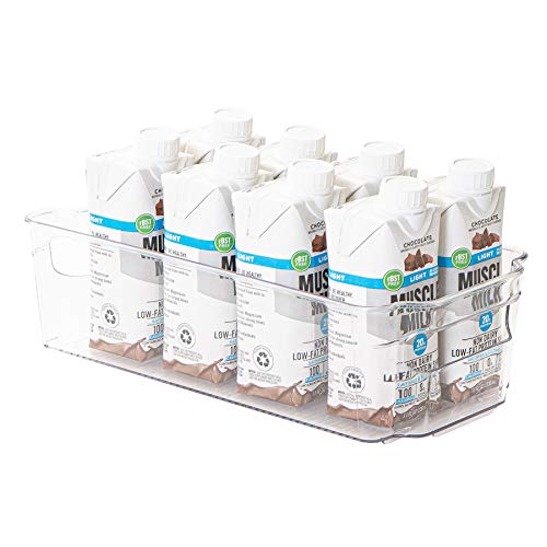  Smart Design Stackable Refrigerator Bin - 6 X 12 Inch - BPA Free Plastic Resin - Fridge, Freezer, Pantry Organizer, Cabinet Storage, Food, Produce, Fruit Containers - Kitchen Organization - Clear