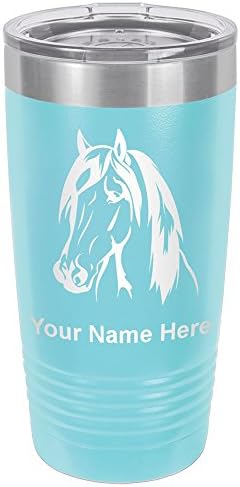  20oz Vacuum Insulated Tumbler Mug, Horse Head 1, Personalized Engraving Included (Black)
