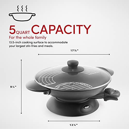  Aroma Housewares AEW-307 Electric Wok, 5 Qt, Black