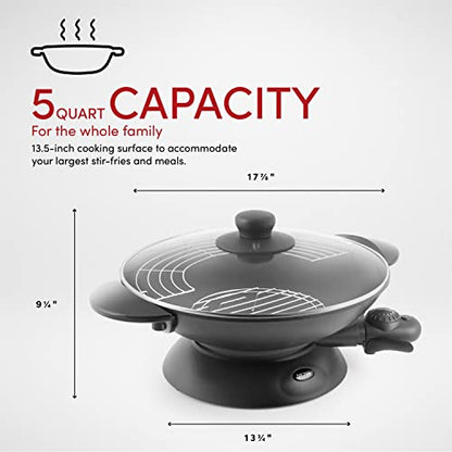  Aroma Housewares AEW-307 Electric Wok, 5 Qt, Black