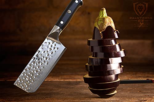  ALSTRONG Nakiri Vegetable Knife - 6" - Shogun Series X - Japanese AUS-10V Super Steel - Damascus - Hammered Finish - Sheath Included