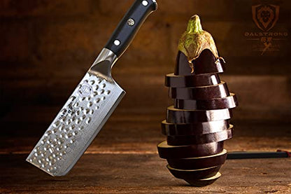  ALSTRONG Nakiri Vegetable Knife - 6" - Shogun Series X - Japanese AUS-10V Super Steel - Damascus - Hammered Finish - Sheath Included