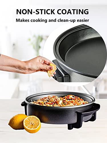  Nstick Electric Skillet - Aluminum Coated Grill Pan & Glass Lid Cover (12-Inch)