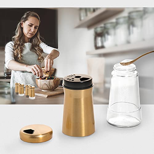  Bonris Copper Stainless Steel Salt And Pepper Shakers,Clear Bottom Jar Bottle Container With Stainless Steel Top,with Adjustable Pouring Hole