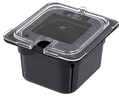  3068403-E Plastic Food Pan, 1/6 Size, 4 Inches Deep, Black
