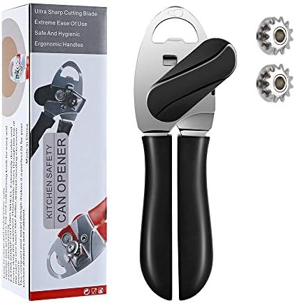  Can Opener Manual 4 In 1, Handheld Can Opener Bottle Opener Safe Cut And Smooth Edge With Ergonomic Grip Large Turn Knob Great For Seniors With Arthritis (Red)