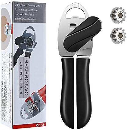  Can Opener Manual 4 In 1, Handheld Can Opener Bottle Opener Safe Cut And Smooth Edge With Ergonomic Grip Large Turn Knob Great For Seniors With Arthritis (Red)